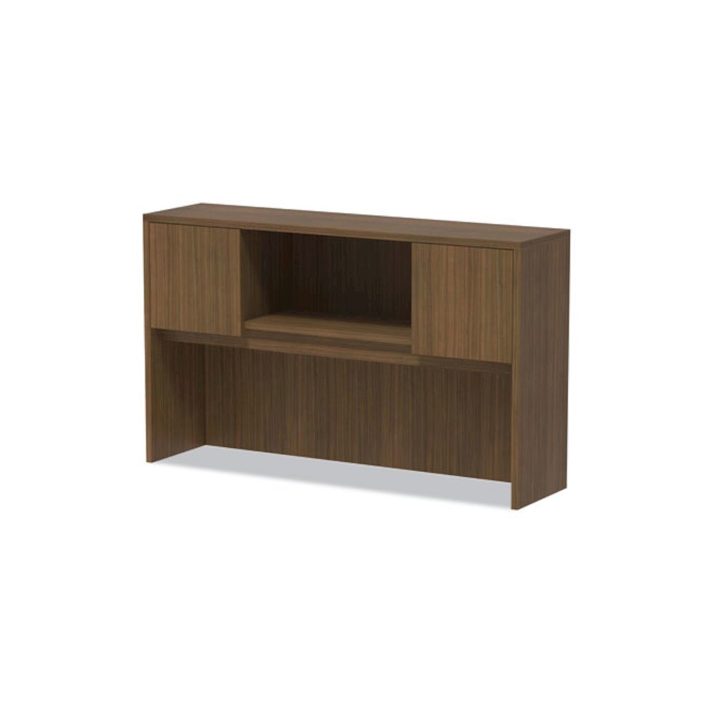 Alera Valencia Series Hutch with Doors, 4 Compartments, 58.88w x 15d x 35.38h, Modern Walnut. Picture 6