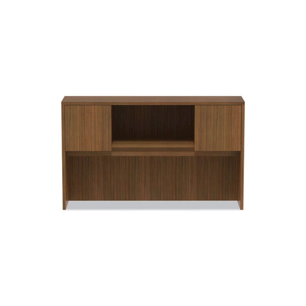 Alera Valencia Series Hutch with Doors, 4 Compartments, 58.88w x 15d x 35.38h, Modern Walnut. Picture 7