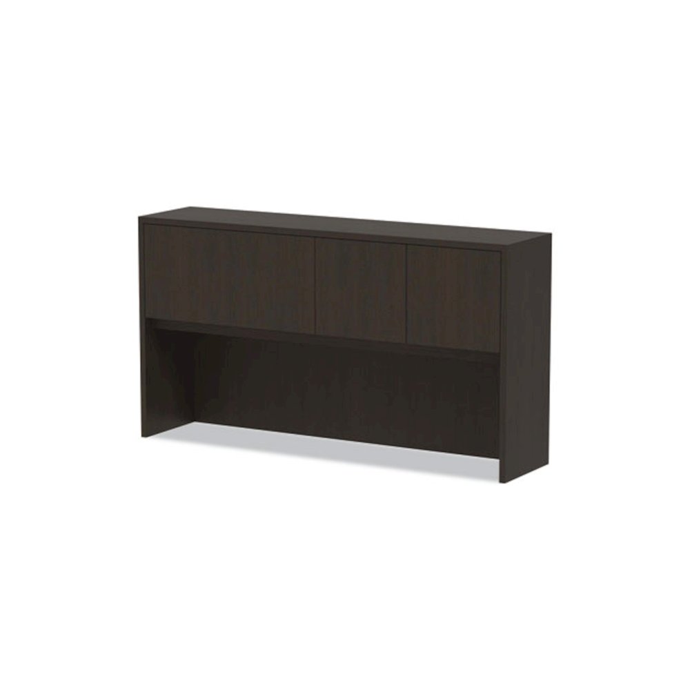 Alera Valencia Series Hutch with Doors, 4 Compartments, 64.75w x 15d x 35.38h, Espresso. Picture 7