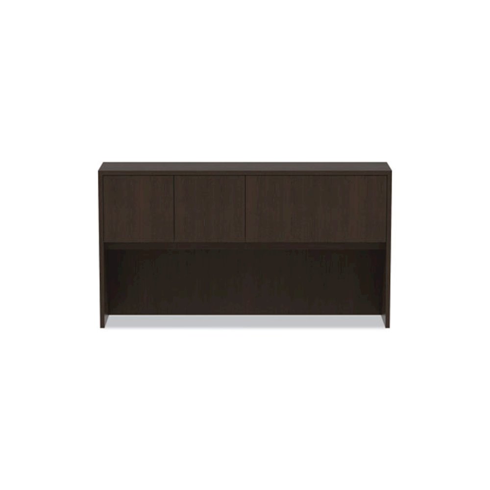 Alera Valencia Series Hutch with Doors, 4 Compartments, 64.75w x 15d x 35.38h, Espresso. Picture 8