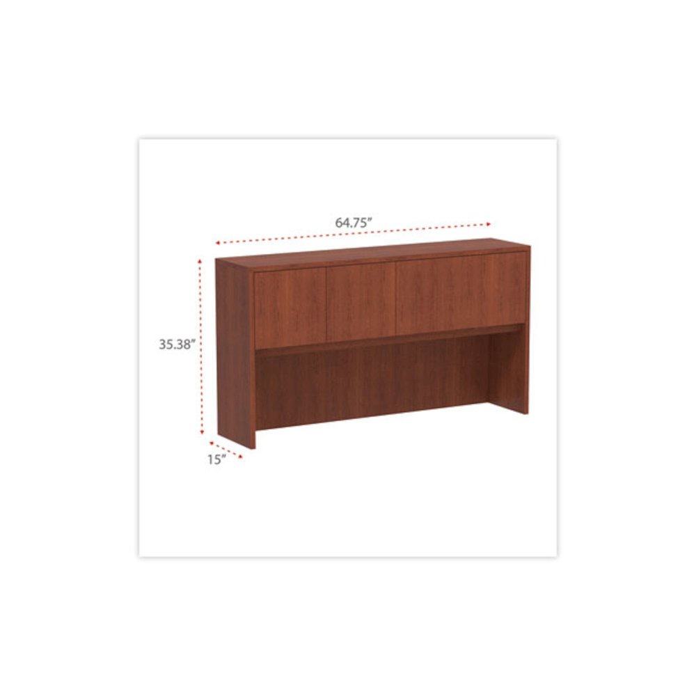 Alera Valencia Series Hutch with Doors, 4 Compartments, 64.75w x 154d x 35.38h, Medium Cherry. Picture 2