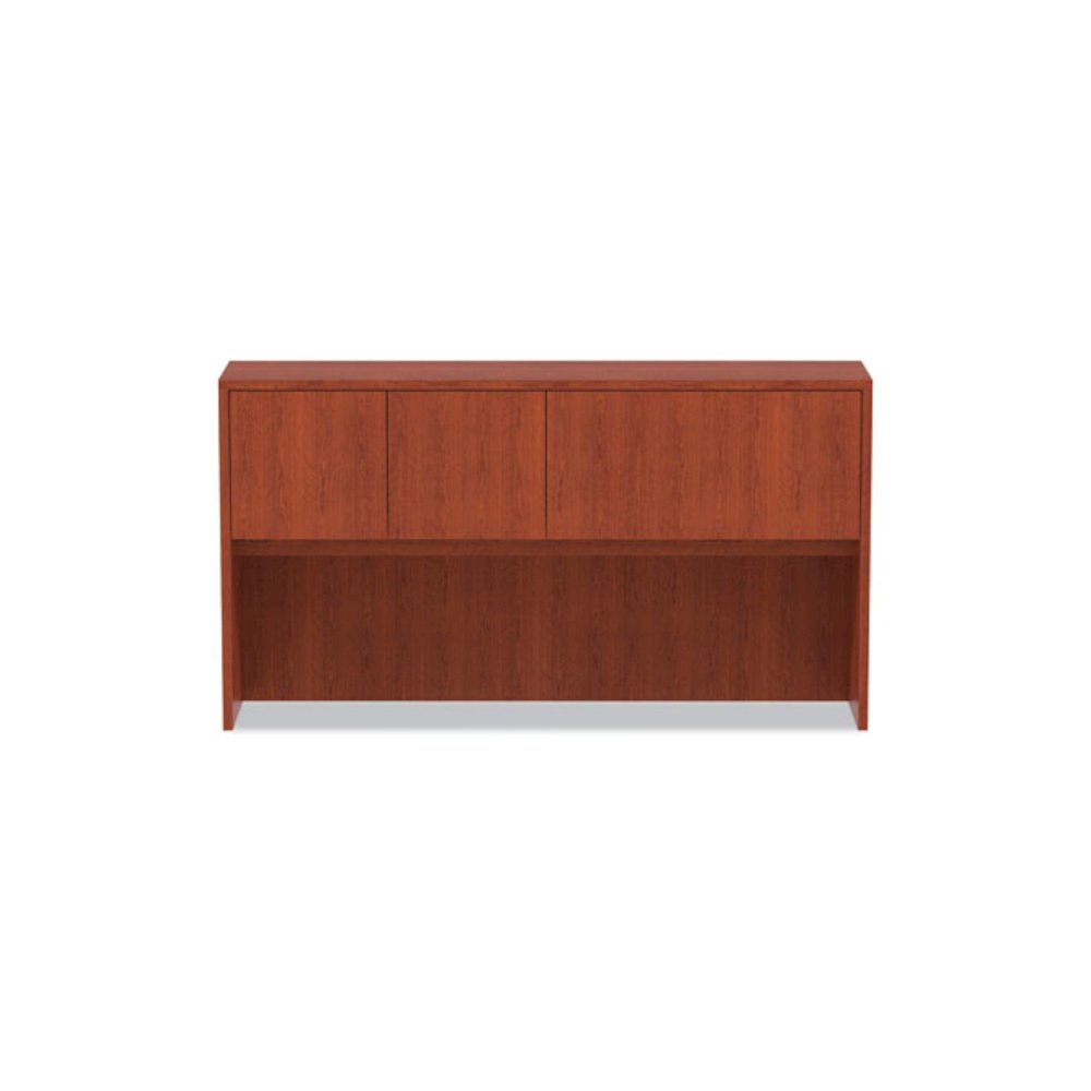 Alera Valencia Series Hutch with Doors, 4 Compartments, 64.75w x 154d x 35.38h, Medium Cherry. Picture 8