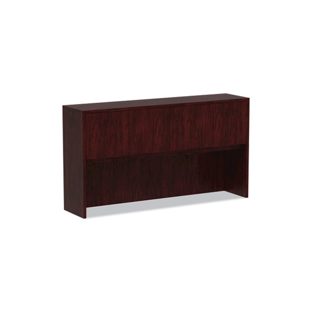Alera Valencia Series Hutch with Doors, 4 Compartments, 64.75w x 15d x 35.38h, Mahogany. Picture 1