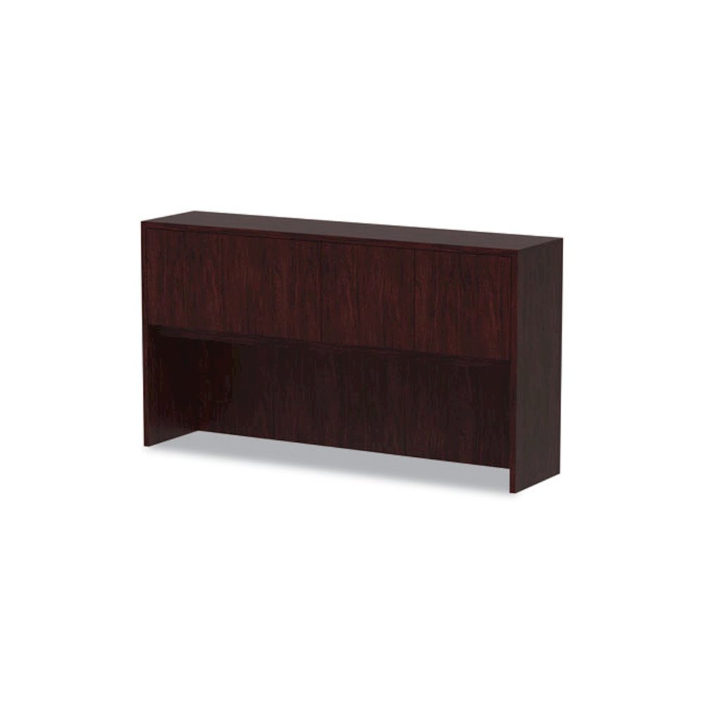 Alera Valencia Series Hutch with Doors, 4 Compartments, 64.75w x 15d x 35.38h, Mahogany. Picture 7
