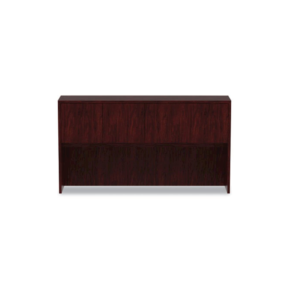 Alera Valencia Series Hutch with Doors, 4 Compartments, 64.75w x 15d x 35.38h, Mahogany. Picture 8