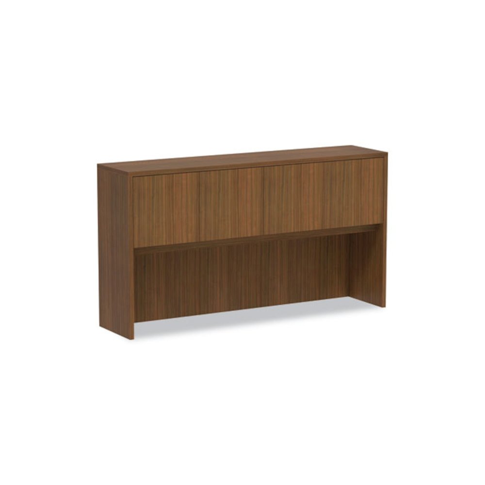 Alera Valencia Series Hutch with Doors, 4 Compartments, 64.75w x 15d x 35.38h, Modern Walnut. Picture 1