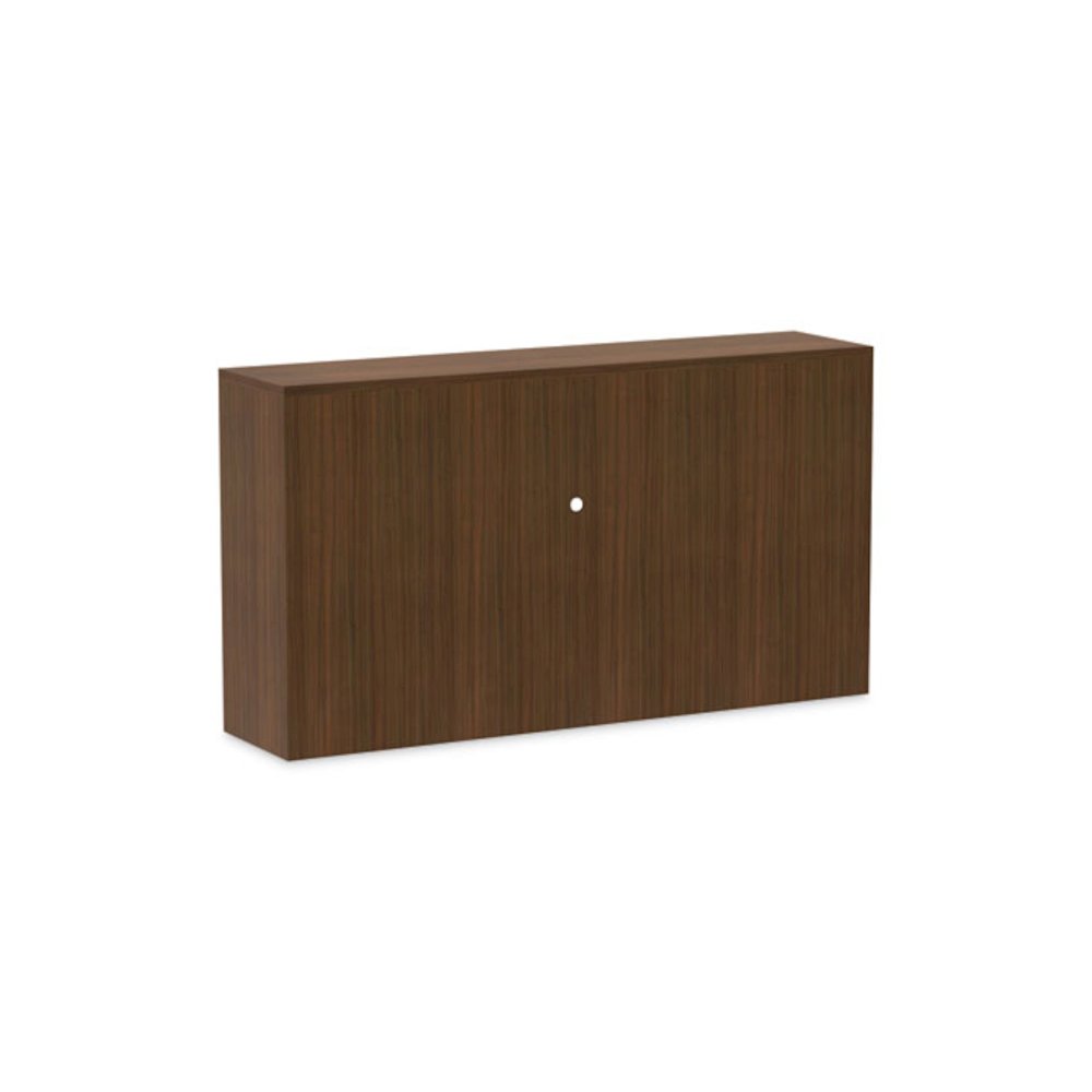 Alera Valencia Series Hutch with Doors, 4 Compartments, 64.75w x 15d x 35.38h, Modern Walnut. Picture 6