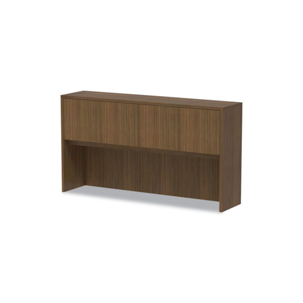 Alera Valencia Series Hutch with Doors, 4 Compartments, 64.75w x 15d x 35.38h, Modern Walnut. Picture 7