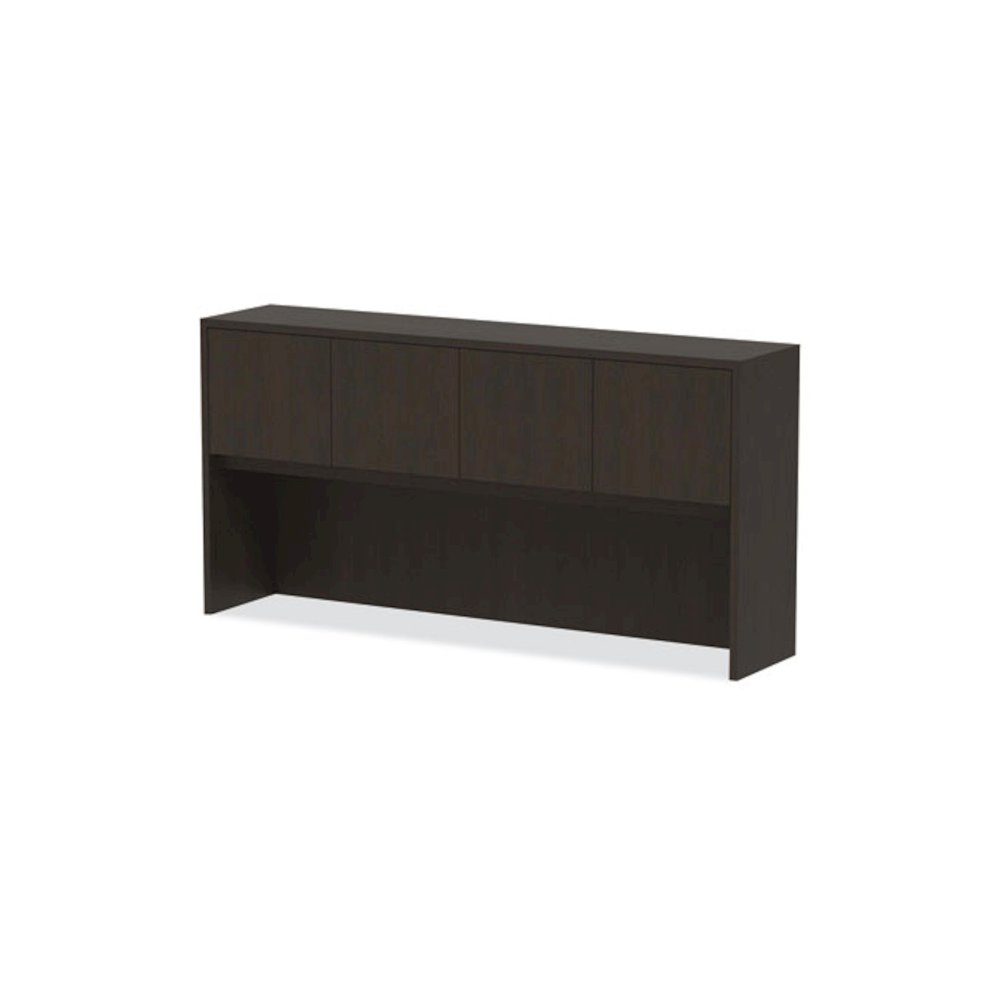 Alera Valencia Series Hutch with Doors, 4 Compartments, 70.63w x 15d x 35.38h, Espresso. Picture 6