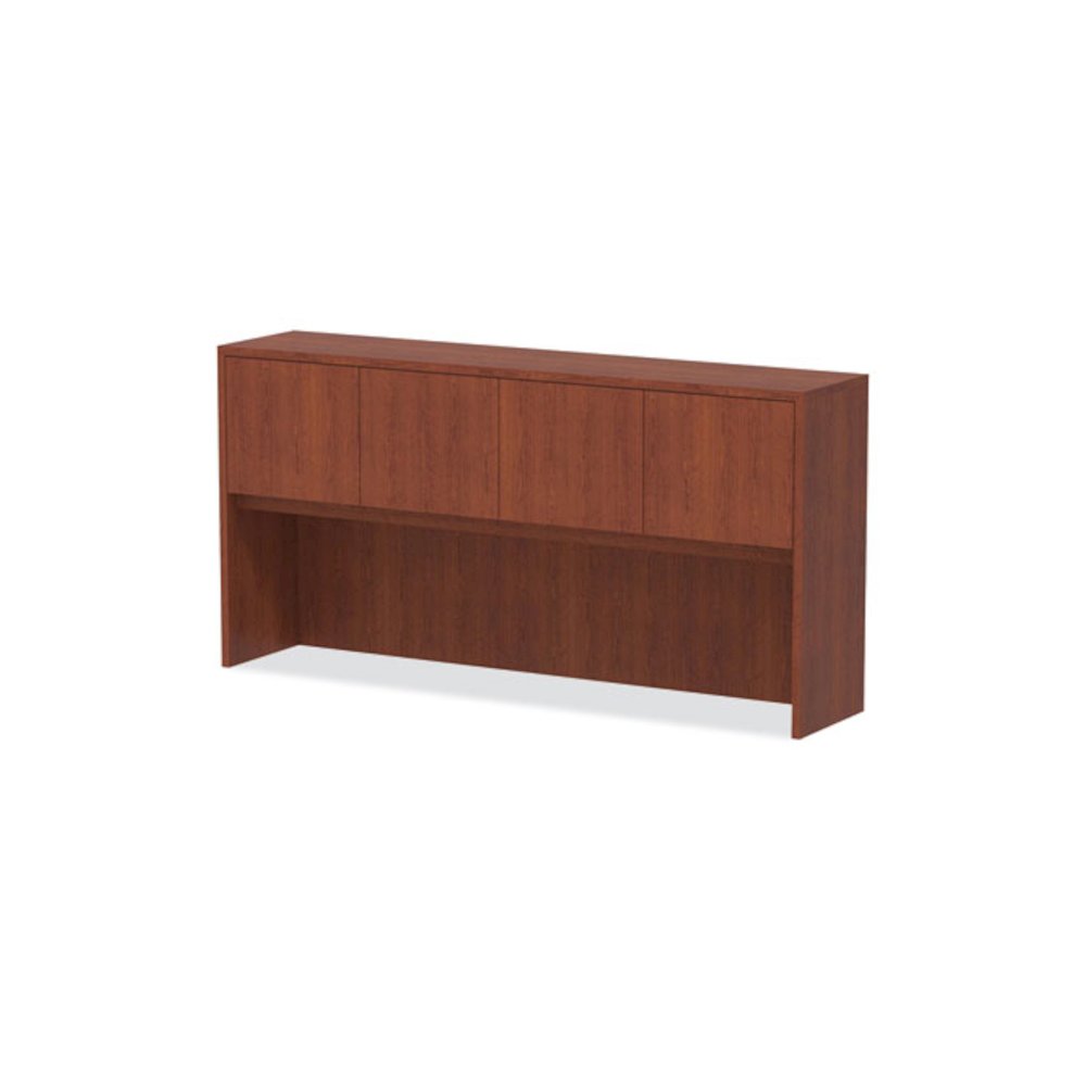 Alera Valencia Series Hutch with Doors, 4 Compartments, 70.63w x 15d x 35.38h, Medium Cherry. Picture 6