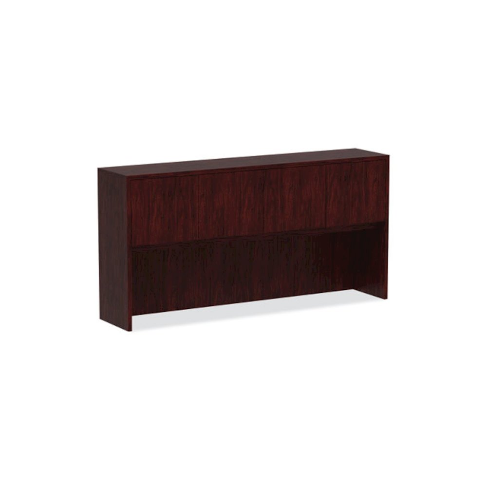 Alera Valencia Series Hutch with Doors, 4 Compartments, 70.63w x 15d x 35.38h, Mahogany. Picture 1