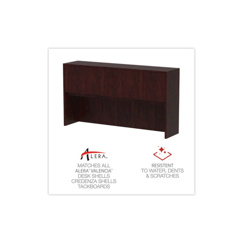 Alera Valencia Series Hutch with Doors, 4 Compartments, 70.63w x 15d x 35.38h, Mahogany. Picture 4