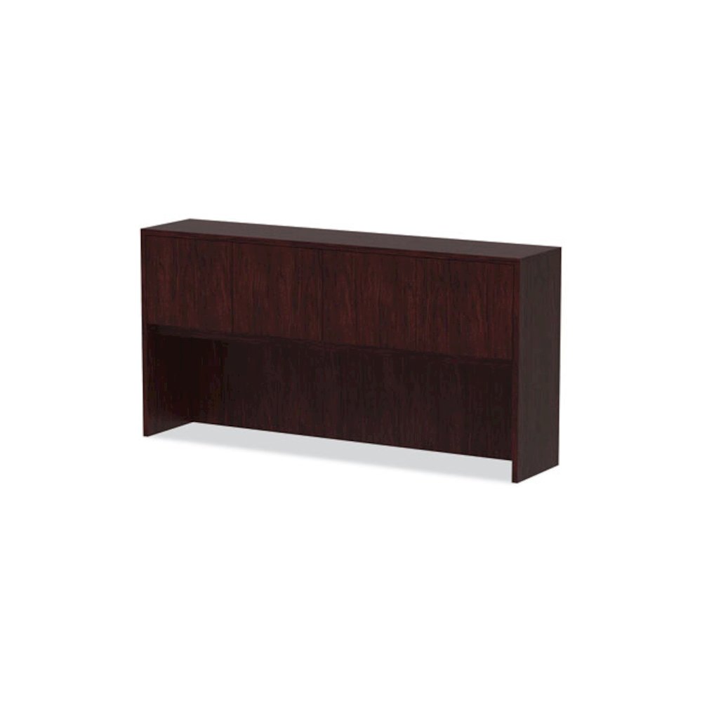 Alera Valencia Series Hutch with Doors, 4 Compartments, 70.63w x 15d x 35.38h, Mahogany. Picture 6