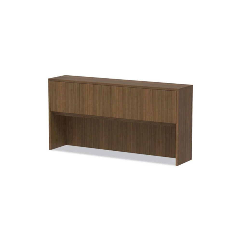 Alera Valencia Series Hutch with Doors, 4 Compartments, 70.63w x 15d x 35.38h, Modern Walnut. Picture 6