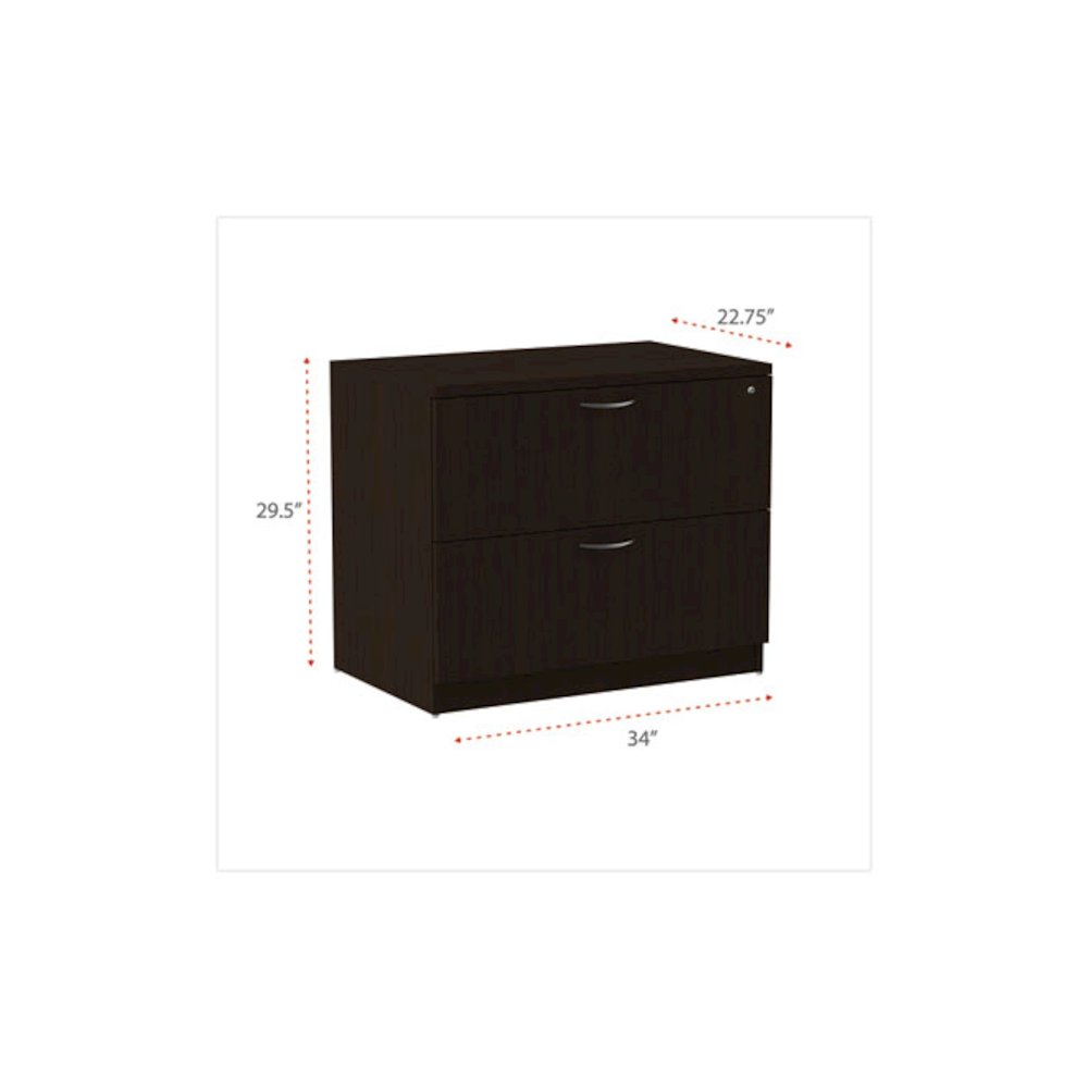 Alera Valencia Series Lateral File, 2 Legal/Letter-Size File Drawers, Espresso, 34" x 22.75" x 29.5". Picture 4