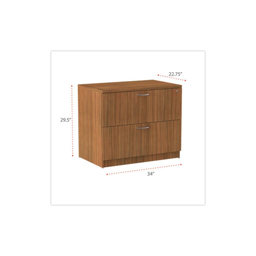 Alera Valencia Series Lateral File, 2 Legal/Letter-Size File Drawers, Modern Walnut, 34" x 22.75" x 29.5". Picture 4