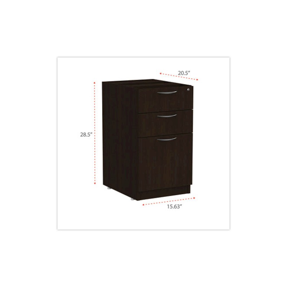 Alera Valencia Series Full Pedestal File, Left/Right, 3-Drawers: Box/Box/File, Legal/Letter, Espresso, 15.63" x 20.5" x 28.5". Picture 8
