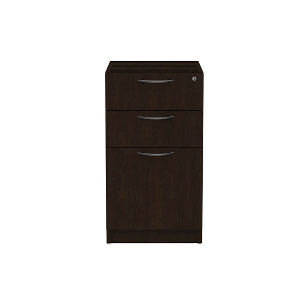 Alera Valencia Series Full Pedestal File, Left/Right, 3-Drawers: Box/Box/File, Legal/Letter, Espresso, 15.63" x 20.5" x 28.5". Picture 1