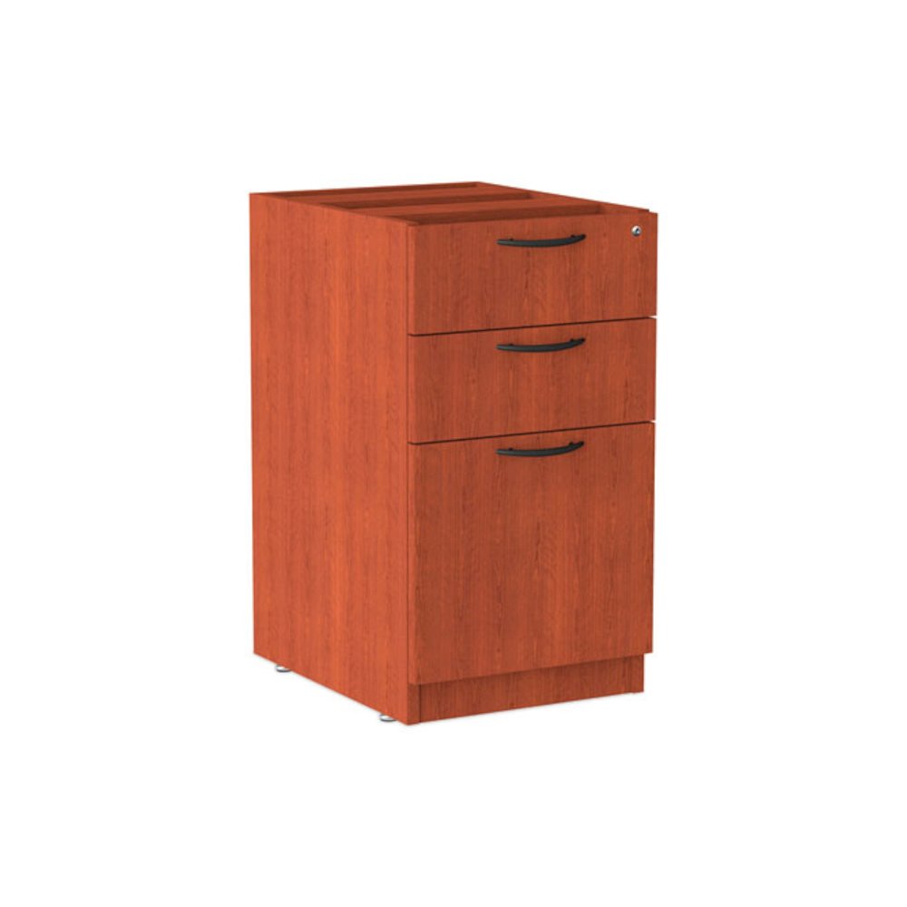 Alera Valencia Series Full Pedestal File, Left/Right, 3-Drawers: Box/Box/File, Legal/Letter, Cherry, 15.63" x 20.5" x 28.5". Picture 2