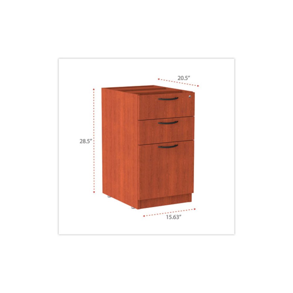 Alera Valencia Series Full Pedestal File, Left/Right, 3-Drawers: Box/Box/File, Legal/Letter, Cherry, 15.63" x 20.5" x 28.5". Picture 5