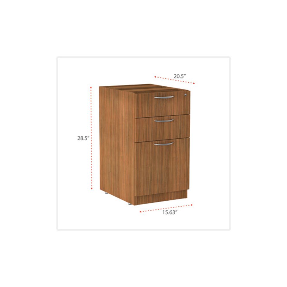 Alera Valencia Series Full Pedestal File, Left/Right, 3-Drawer: Box/Box/File, Legal/Letter, Modern Walnut,15.63 x 20.5 x 28.5. Picture 4