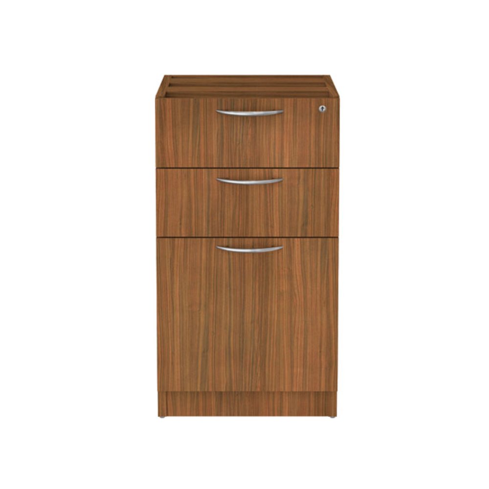 Alera Valencia Series Full Pedestal File, Left/Right, 3-Drawer: Box/Box/File, Legal/Letter, Modern Walnut,15.63 x 20.5 x 28.5. Picture 1