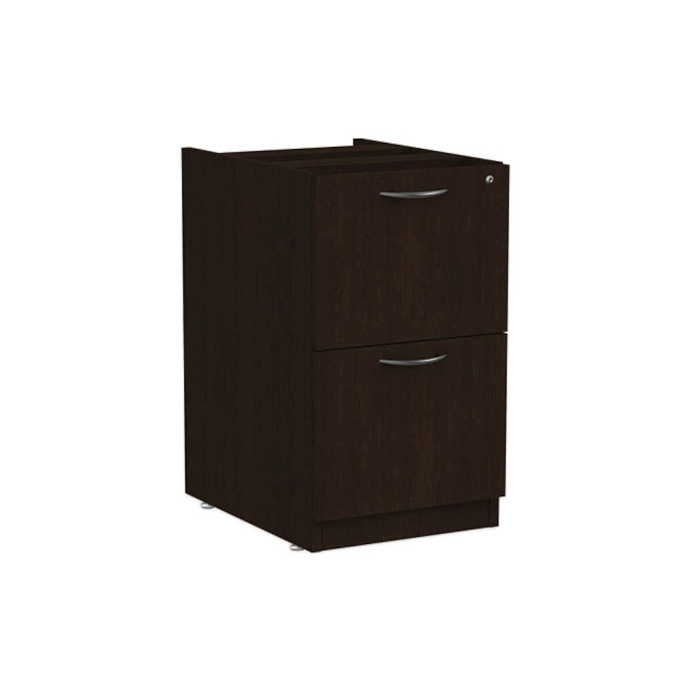 Alera Valencia Series Full Pedestal File, Left or Right, 2 Legal/Letter-Size File Drawers, Espresso, 15.63" x 20.5" x 28.5". Picture 2