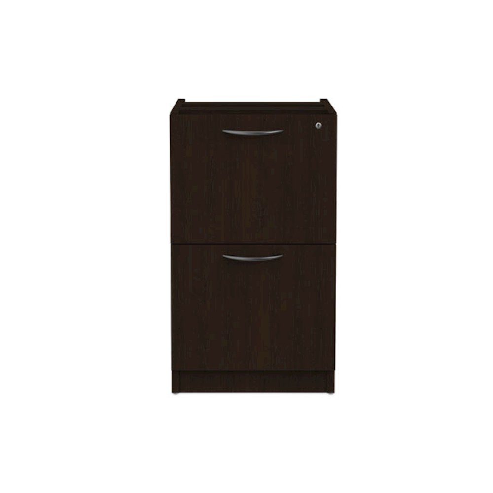 Alera Valencia Series Full Pedestal File, Left or Right, 2 Legal/Letter-Size File Drawers, Espresso, 15.63" x 20.5" x 28.5". Picture 1