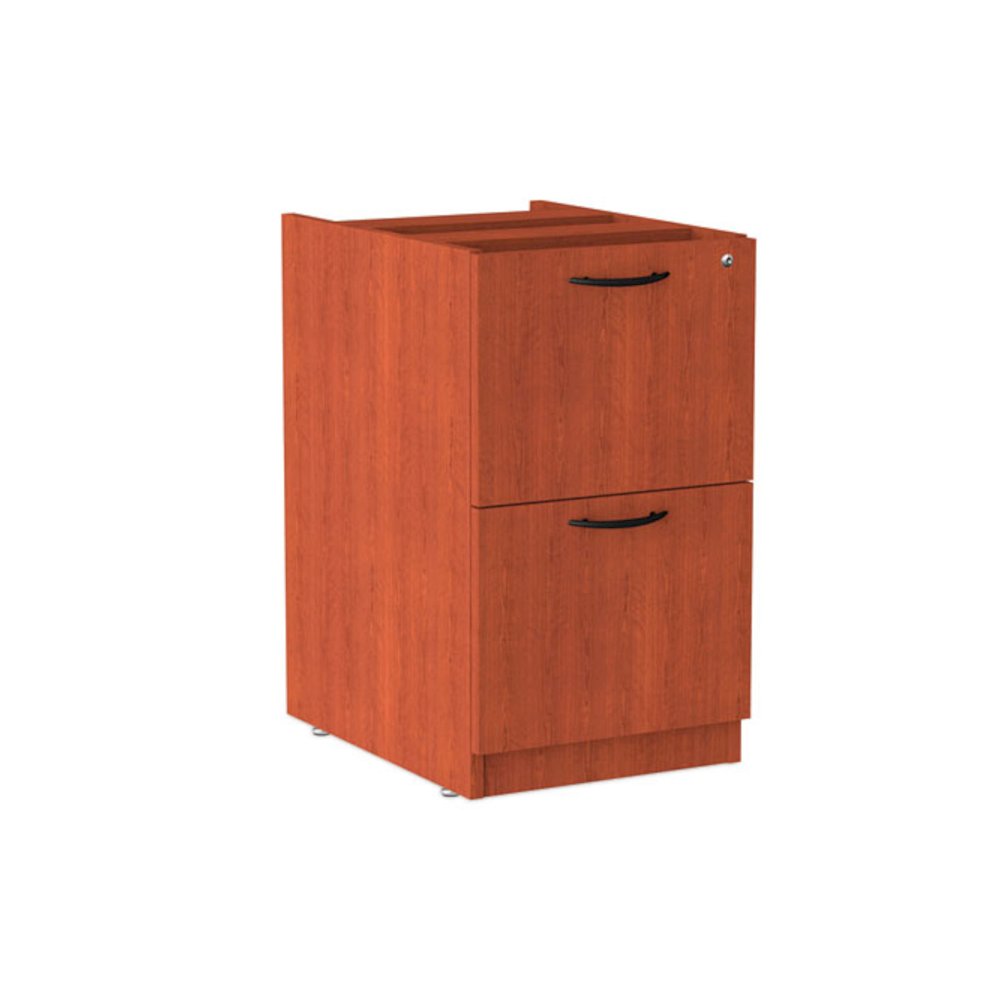 Alera Valencia Series Full Pedestal File, Left/Right, 2 Legal/Letter-Size File Drawers, Medium Cherry, 15.63" x 20.5" x 28.5". Picture 2