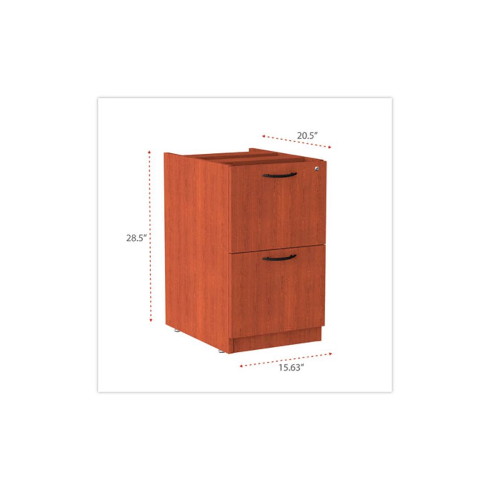 Alera Valencia Series Full Pedestal File, Left/Right, 2 Legal/Letter-Size File Drawers, Medium Cherry, 15.63" x 20.5" x 28.5". Picture 4