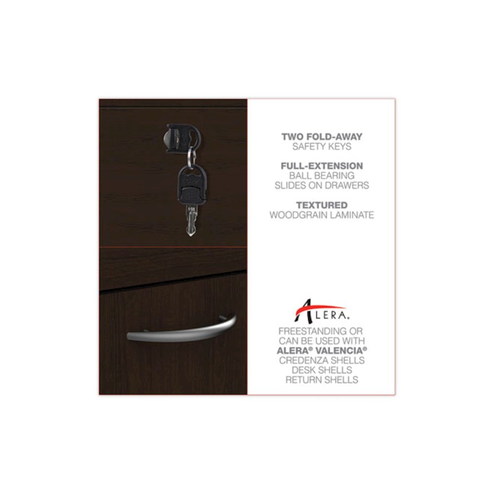 Alera Valencia Series Hanging Pedestal File, Left/Right, 2-Drawers: Box/File, Legal/Letter, Espresso, 15.63" x 20.5" x 19.25". Picture 8