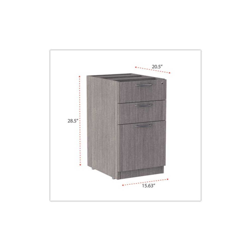 Alera Valencia Series Full Pedestal File, Left/Right, 3-Drawers: Box/Box/File, Legal/Letter, Gray, 15.63" x 20.5" x 28.5". Picture 2