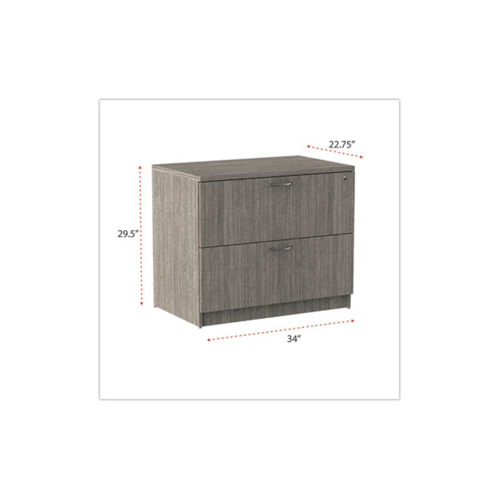 Alera Valencia Series Lateral File, 2 Legal/Letter-Size File Drawers, Gray, 34" x 22.75" x 29.5". Picture 2