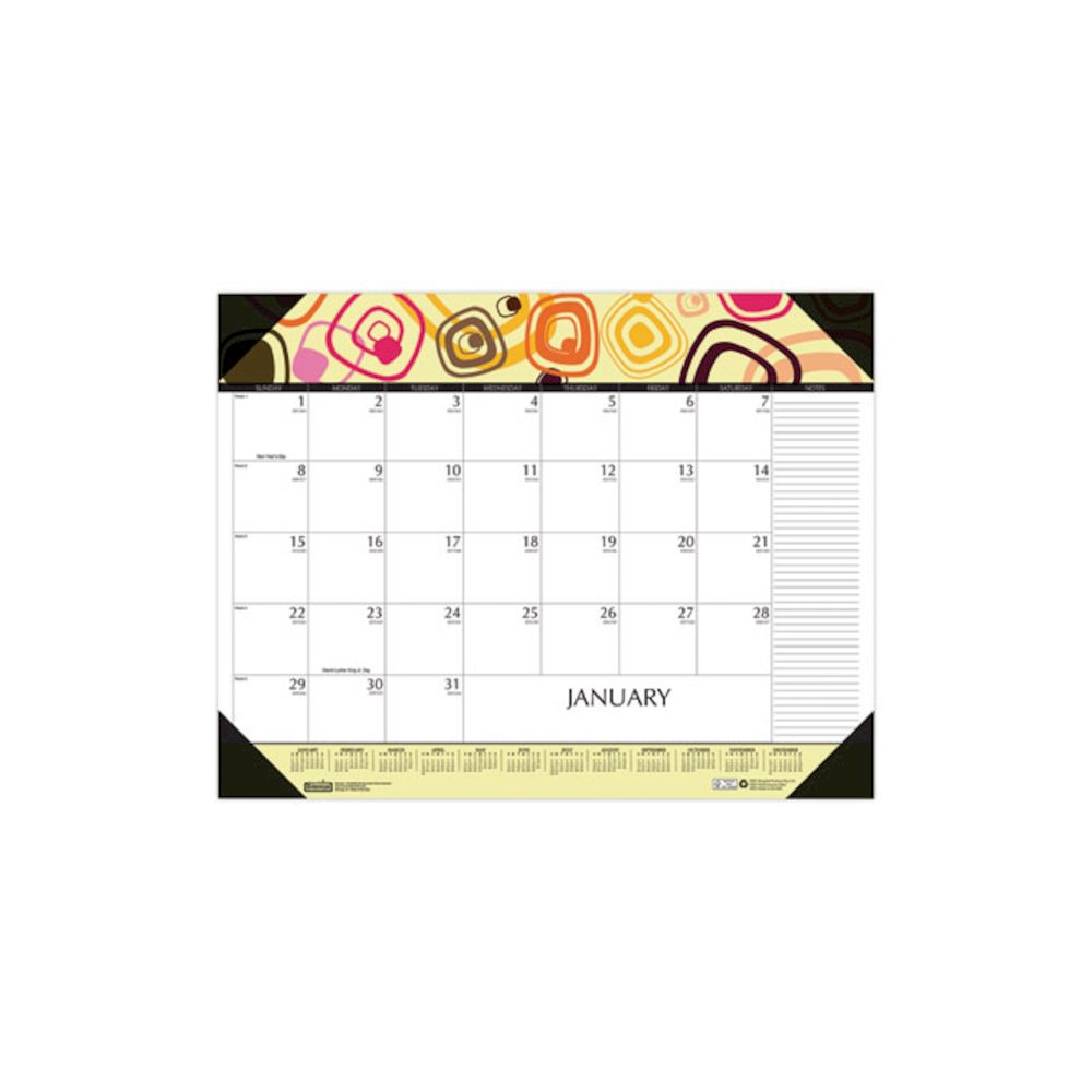 Recycled Desk Pad Calendar, Geometric Artwork, 22 x 17, White Sheets, Black Binding/Corners,12-Month (Jan to Dec): 2026. Picture 1