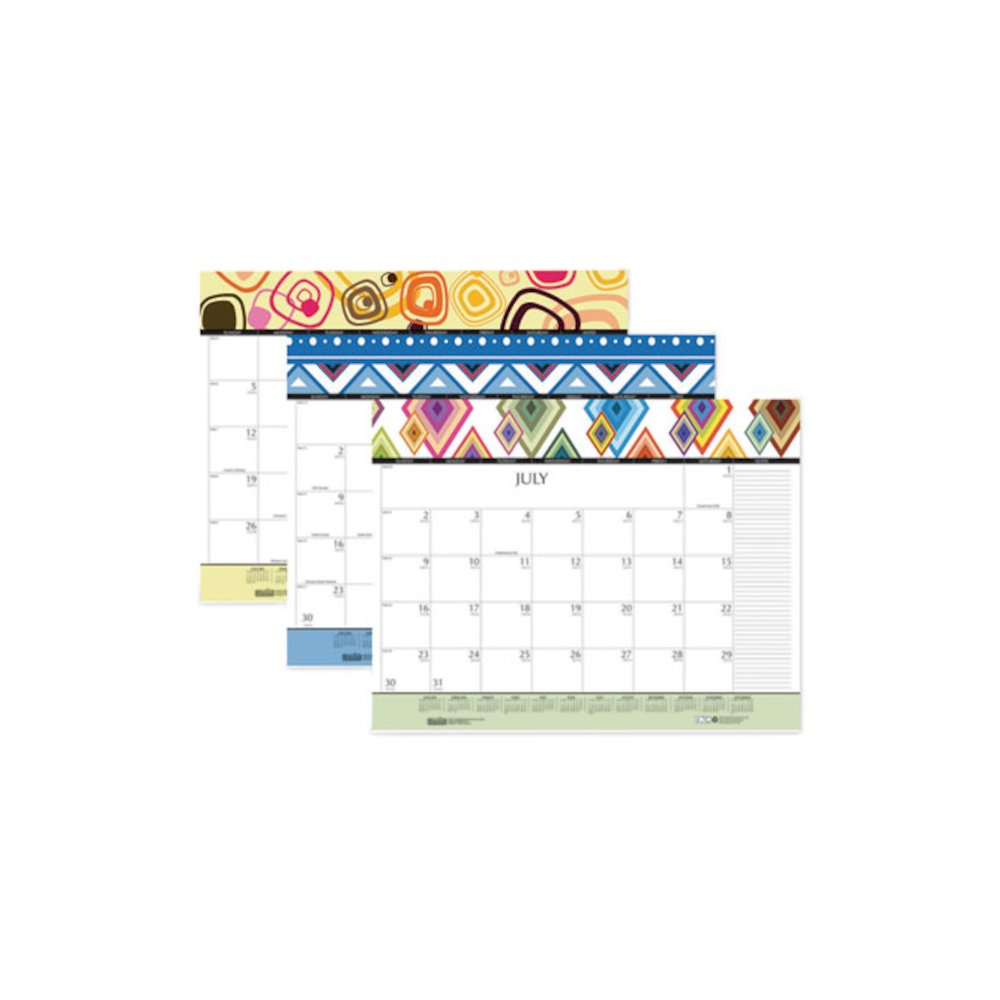 Recycled Desk Pad Calendar, Geometric Artwork, 22 x 17, White Sheets, Black Binding/Corners,12-Month (Jan to Dec): 2026. Picture 2