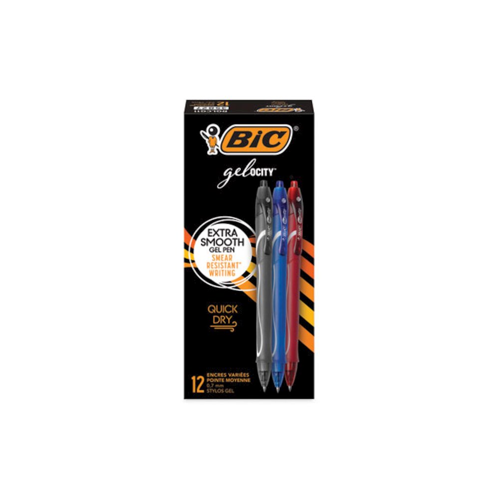 Gel-ocity Quick Dry Gel Pen, Retractable, Fine 0.7mm, Assorted Ink and Barrel Colors, Dozen. Picture 1