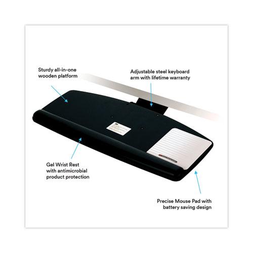 Sit/Stand Easy Adjust Keyboard Tray, Standard Platform, 25.5w x 12d, Black. Picture 3