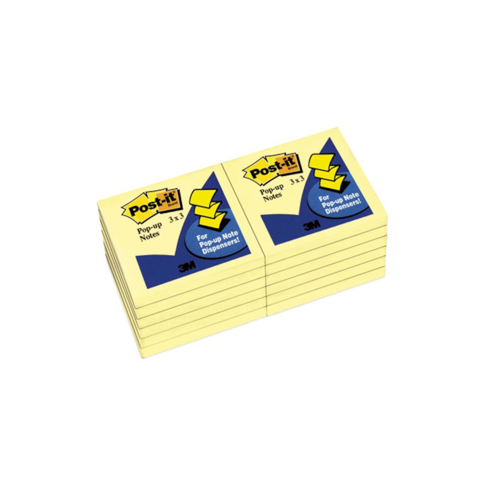 Original Canary Yellow Pop-up Refill, 3" x 3", Canary Yellow, 100 Sheets/Pad, 12 Pads/Pack. Picture 2