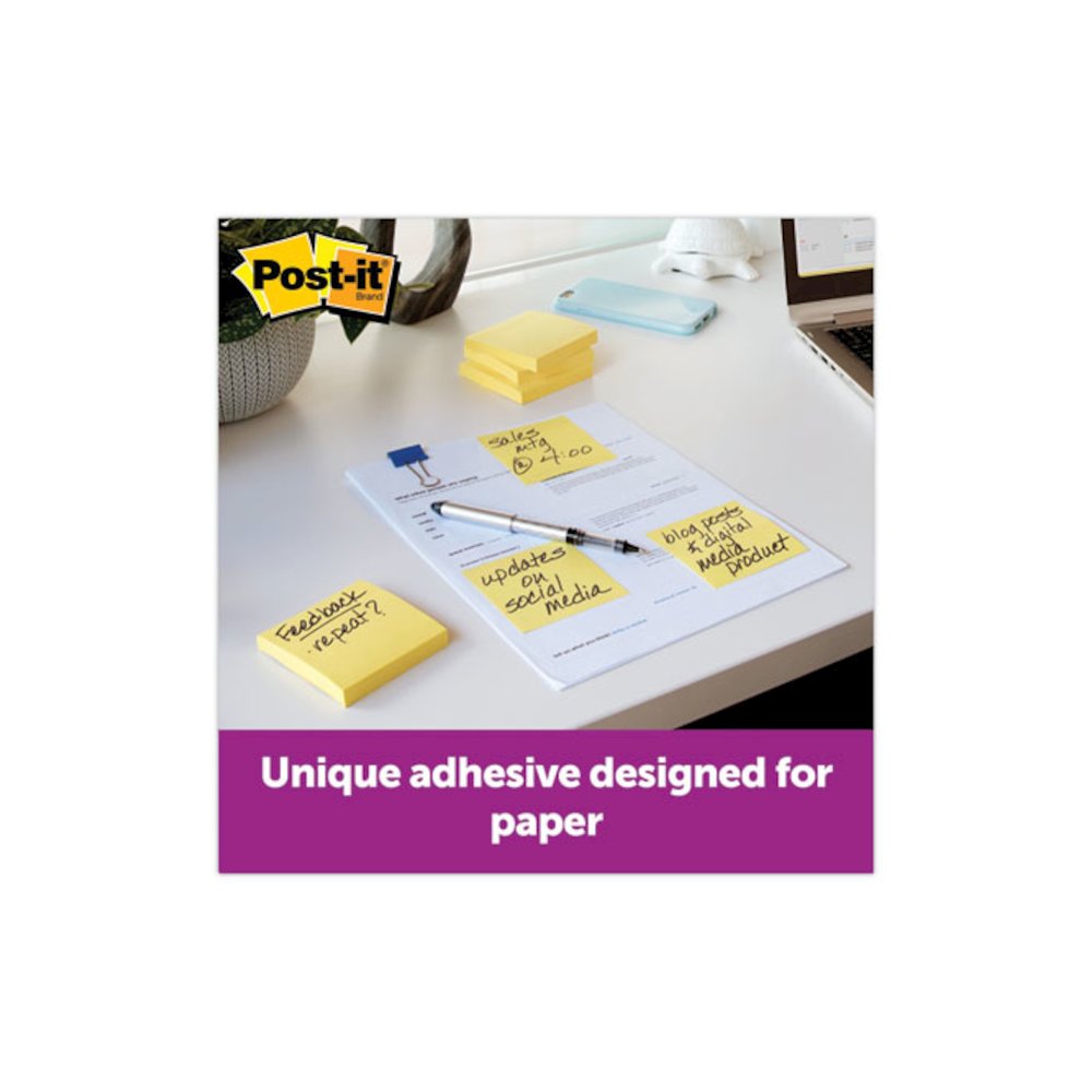 Original Canary Yellow Pop-up Refill, 3" x 3", Canary Yellow, 100 Sheets/Pad, 12 Pads/Pack. Picture 3