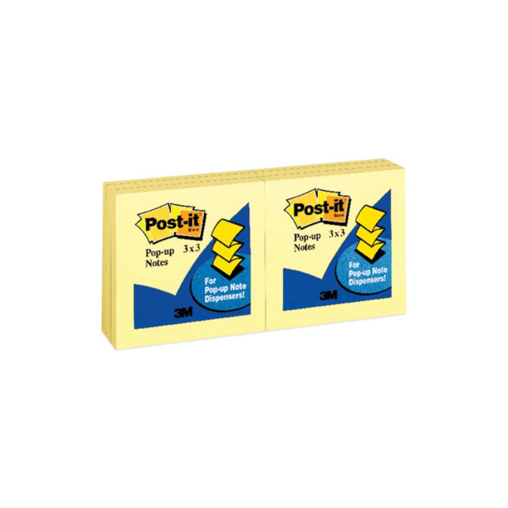 Original Canary Yellow Pop-up Refill, 3" x 3", Canary Yellow, 100 Sheets/Pad, 12 Pads/Pack. Picture 1