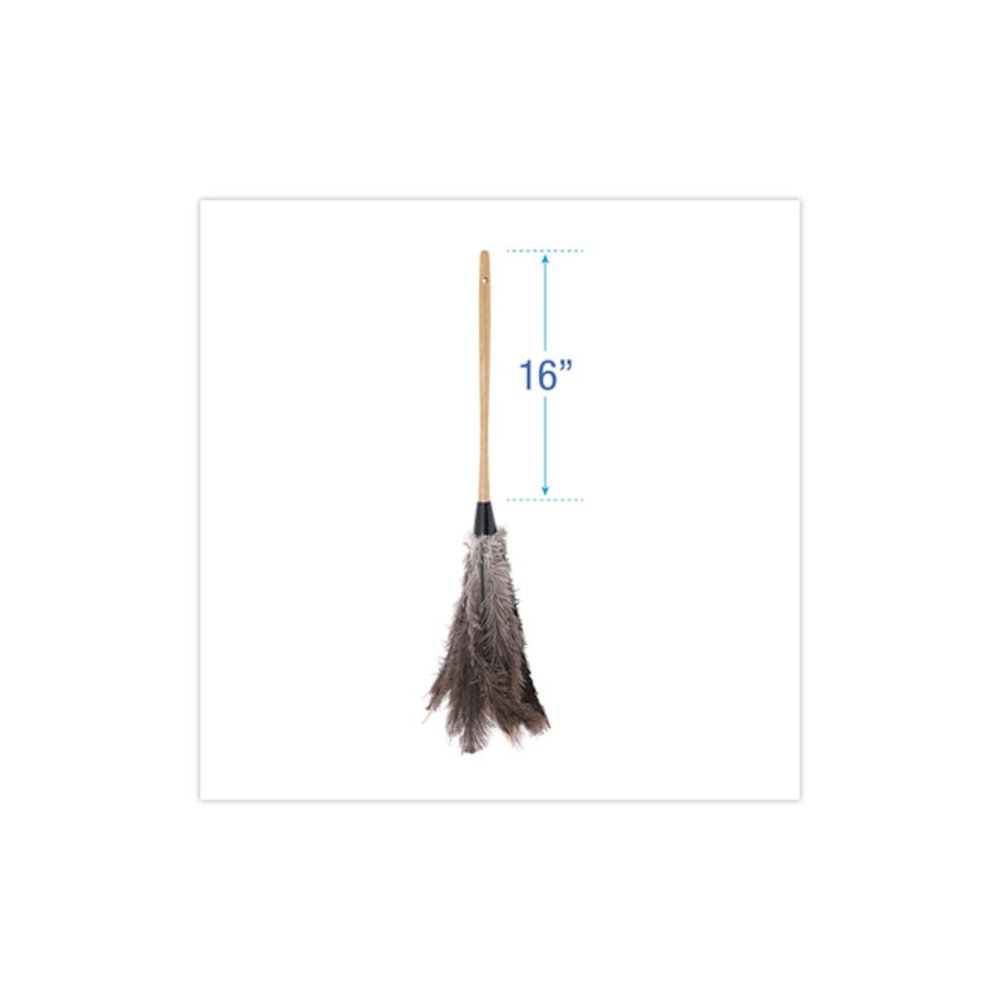 Professional Ostrich Feather Duster, 16" Wood Handle, 12" Gray Bristle. Picture 2