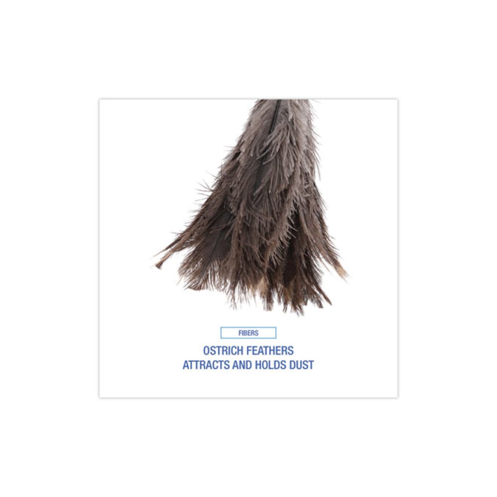 Professional Ostrich Feather Duster, 16" Wood Handle, 12" Gray Bristle. Picture 4