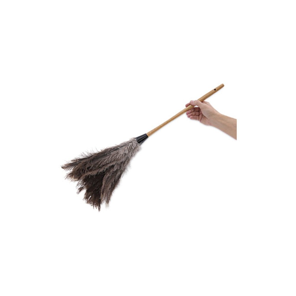 Professional Ostrich Feather Duster, 16" Wood Handle, 12" Gray Bristle. Picture 6