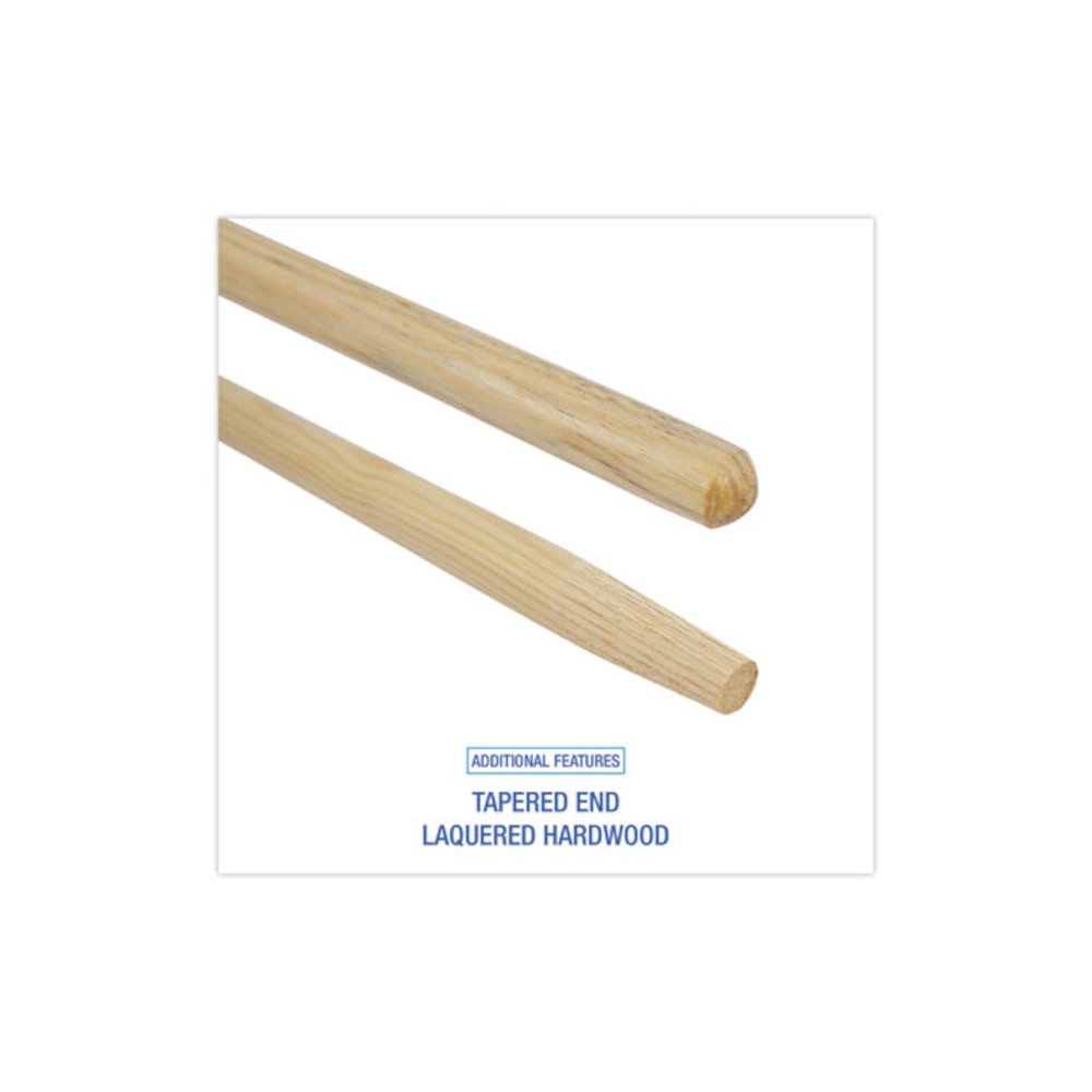 Tapered End Broom Handle, Lacquered Wood, 1.13" dia x 60", Natural. Picture 3