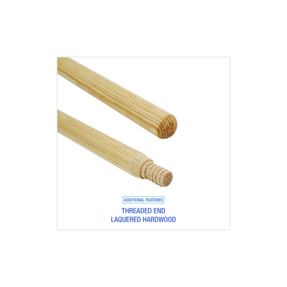 Heavy-Duty Threaded End Lacquered Hardwood Broom Handle, 1.13" dia x 60", Natural. Picture 4