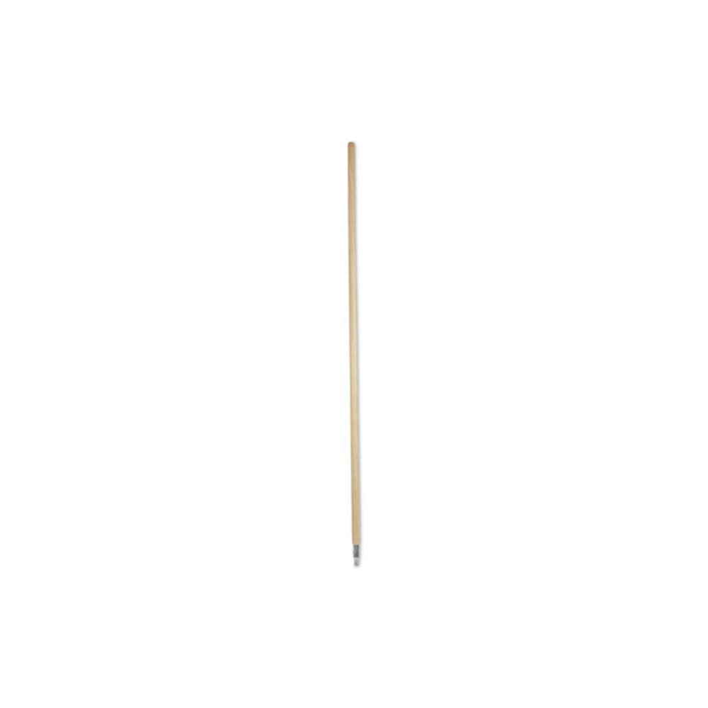 Metal Tip Threaded Hardwood Broom Handle, 1.13" dia x 60", Natural. Picture 1