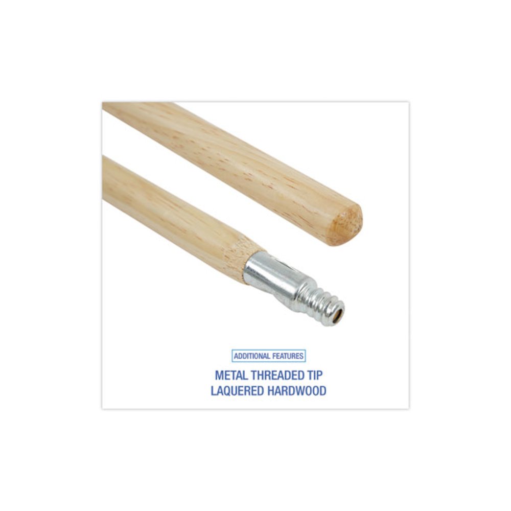 Metal Tip Threaded Hardwood Broom Handle, 1.13" dia x 60", Natural. Picture 3