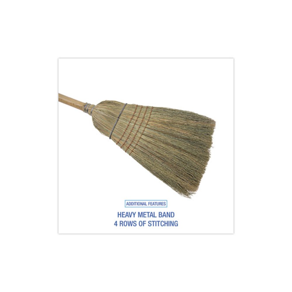 Warehouse Broom, Corn Fiber Bristles, 56" Overall Length, Natural. Picture 3