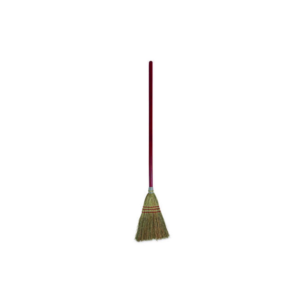 Corn Fiber Lobby/Toy Broom, Corn Fiber Bristles, 39" Overall Length, Red, 12/Carton. Picture 7