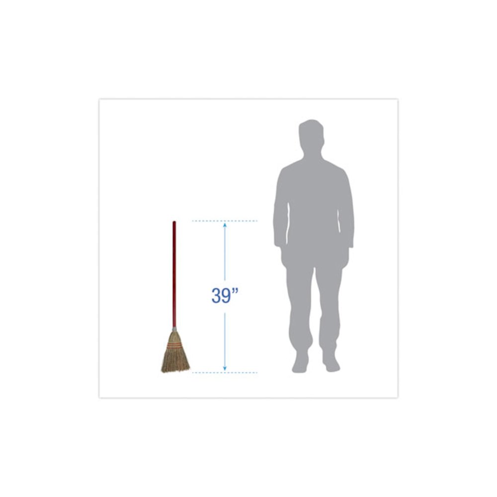 Corn Fiber Lobby/Toy Broom, Corn Fiber Bristles, 39" Overall Length, Red, 12/Carton. Picture 2